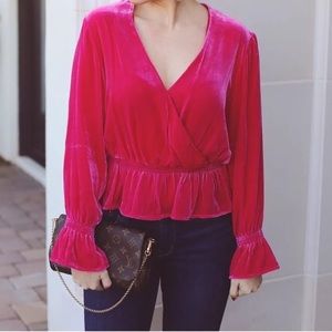 Hot Pink Intermix Velvet Wrap Top